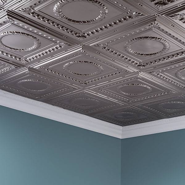 Brushed Nickel Glue Up Ceiling Tile 5 Pack P7549