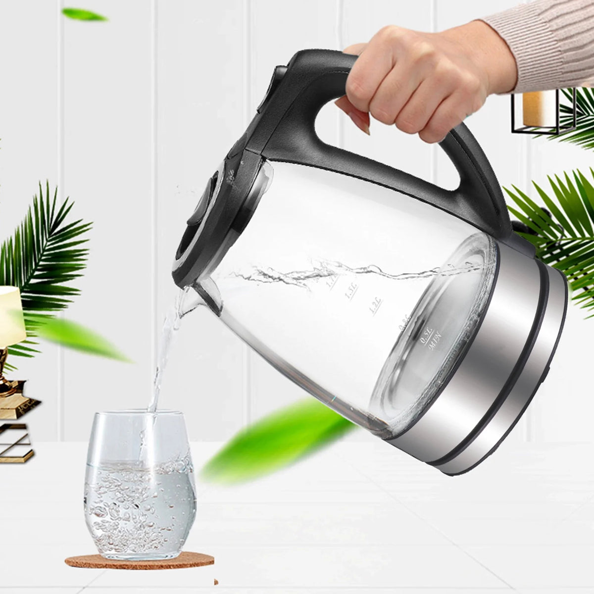 Electric Kettle 1.7L Glass with Auto Shut-Off Q771