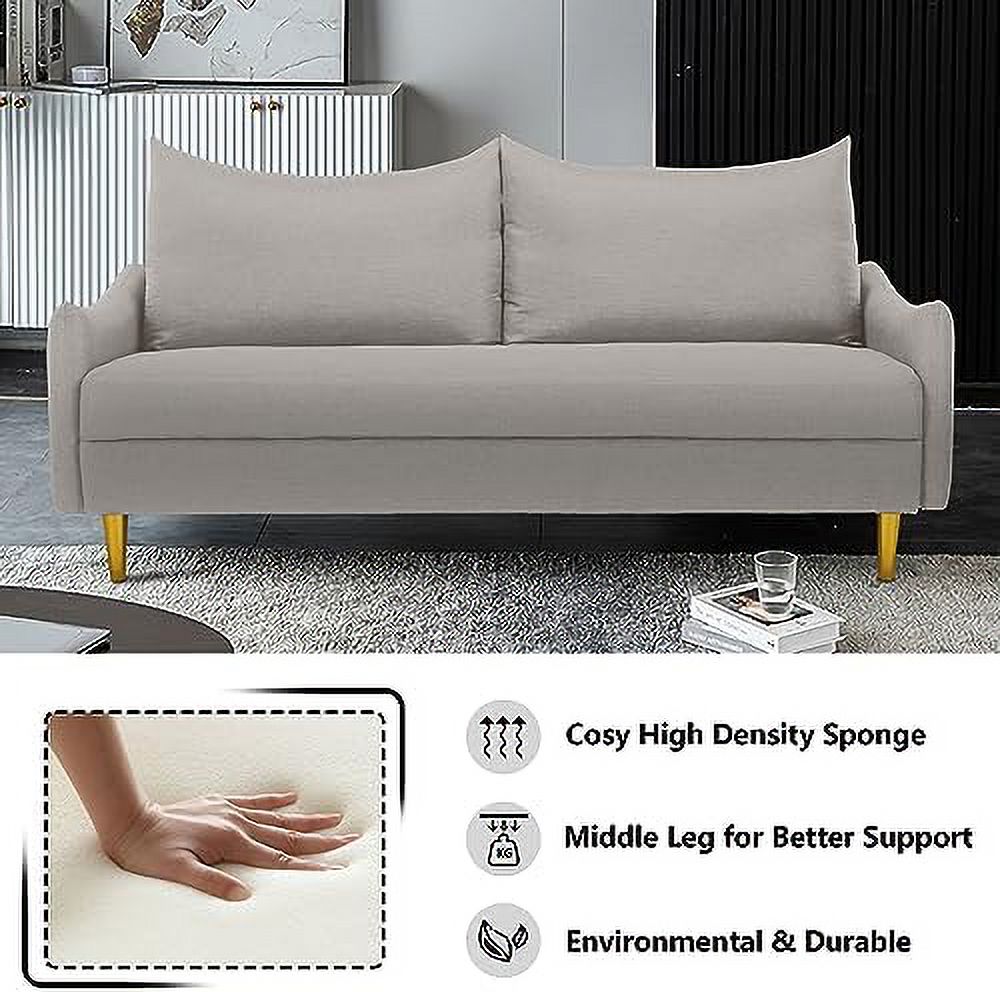 Velvet Loveseat Sofa with 2 Pillows & 4 Golden Legs V496