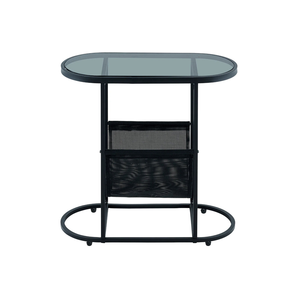 Oval Glass Side Tables with Magazine Storage H175022