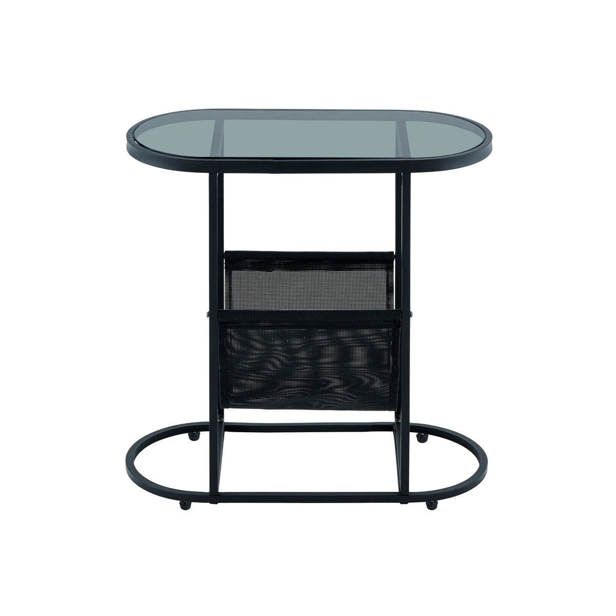 Oval Glass Side Tables with Magazine Storage H175022