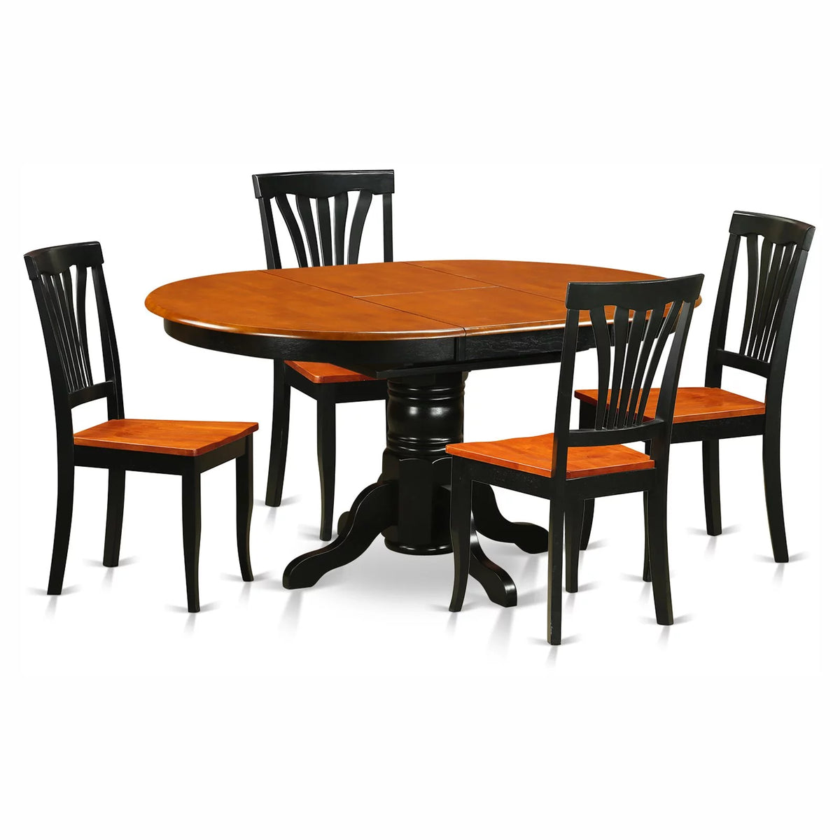 5-Piece Black & Cherry Oval Dining Room Table Set D32515