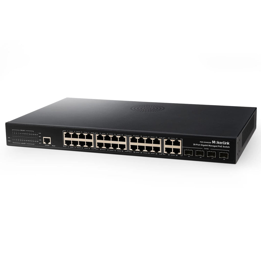 24 Port PoE Switch with 2 Gigabit Uplink Ethernet Port, 400W, Rackmount Unmanaged PoE+ H490370