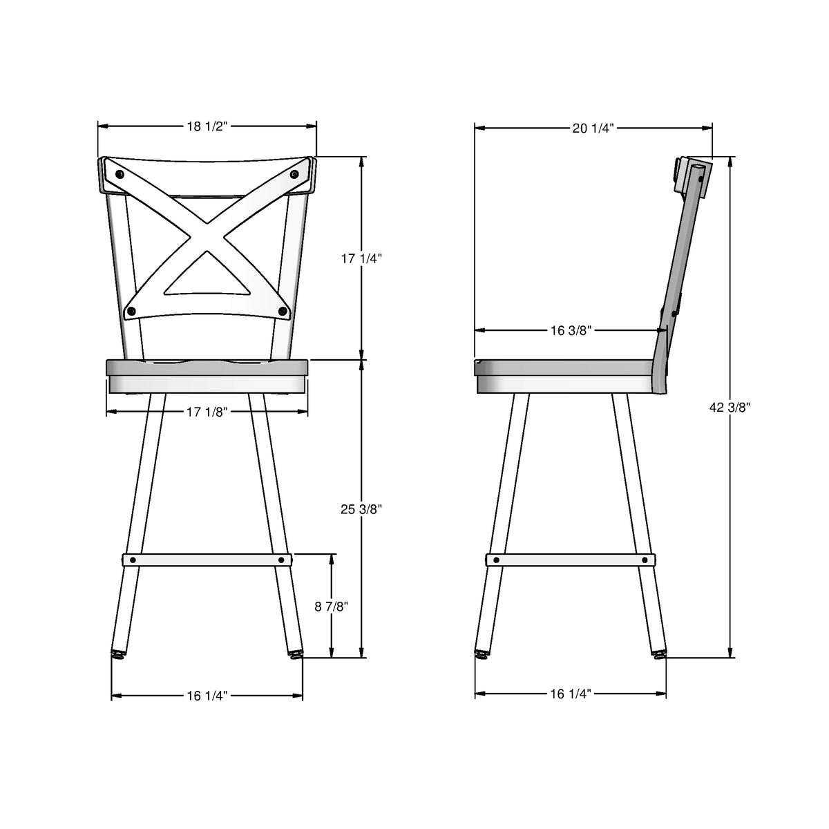 26 In. Swivel Counter Stool Light Brown Distressed Wood Black Metal E120