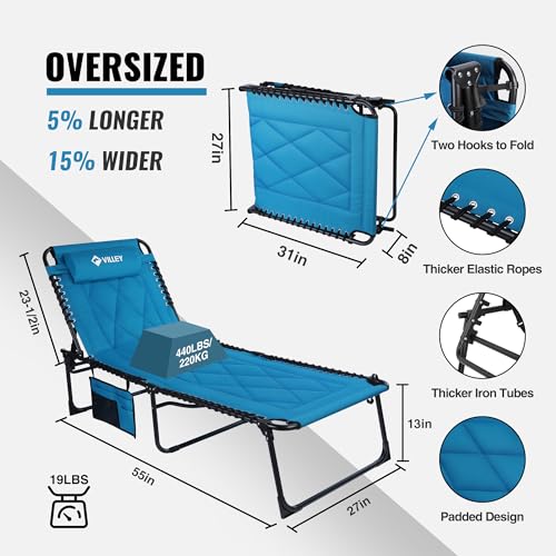 Oversized Padded Foldable Chaise Lounge with Cushion C2892