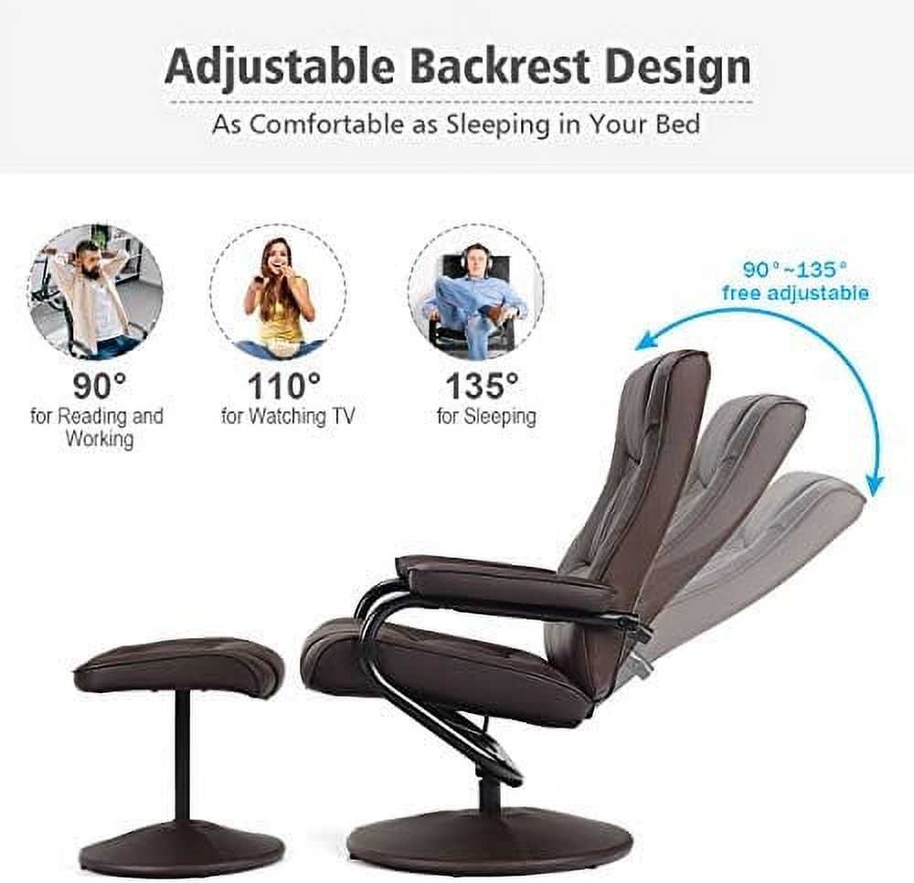 Gray PU Leather Recliner Chair with Ottoman Y341813