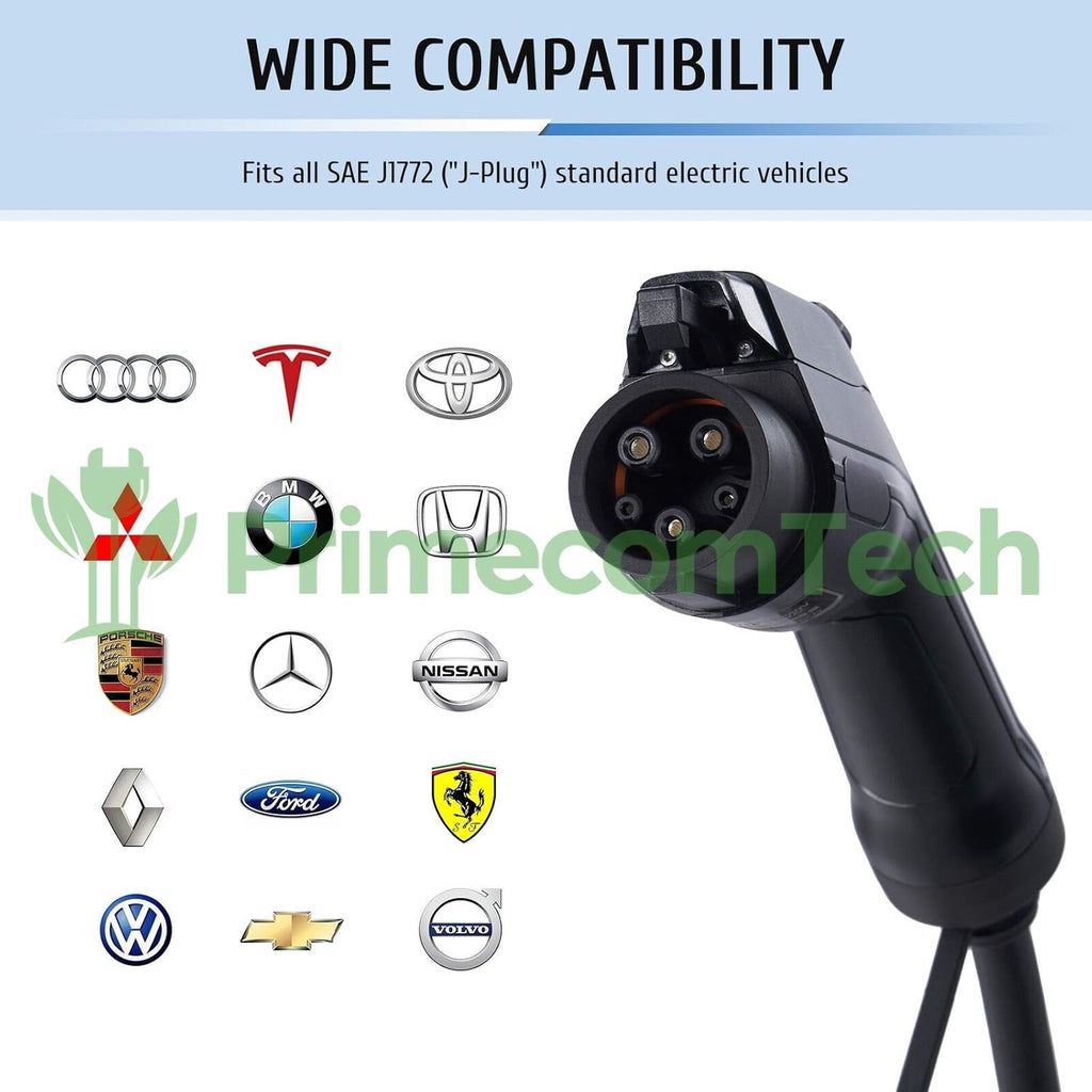 Level 2 Electric Vehicle Charger Amperage Adjustable 40Ft Cable EVSE Plug-in Hybrid O7044