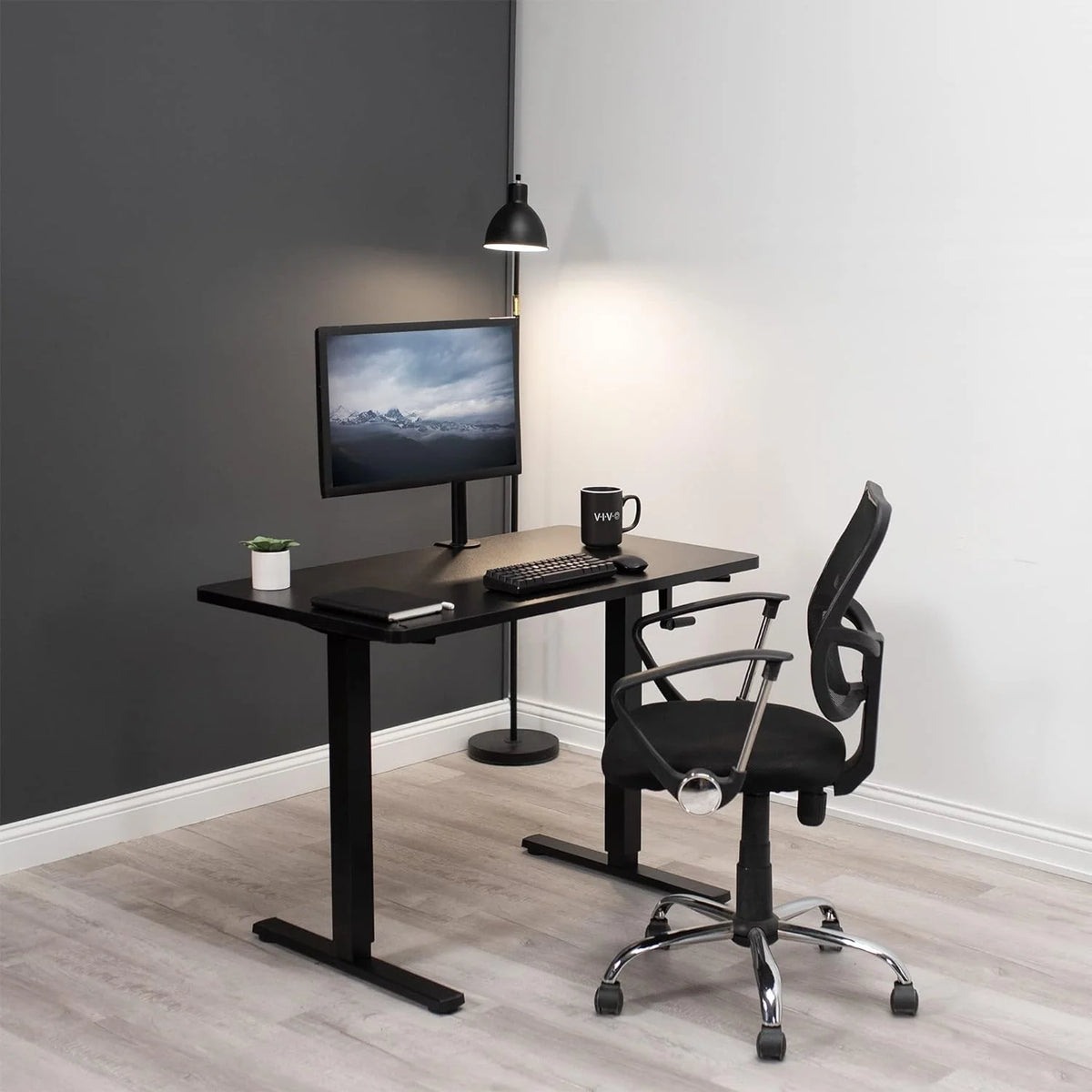 Dark Walnut 43 X 24 Inch Height Adjustable Standing Desk E5177