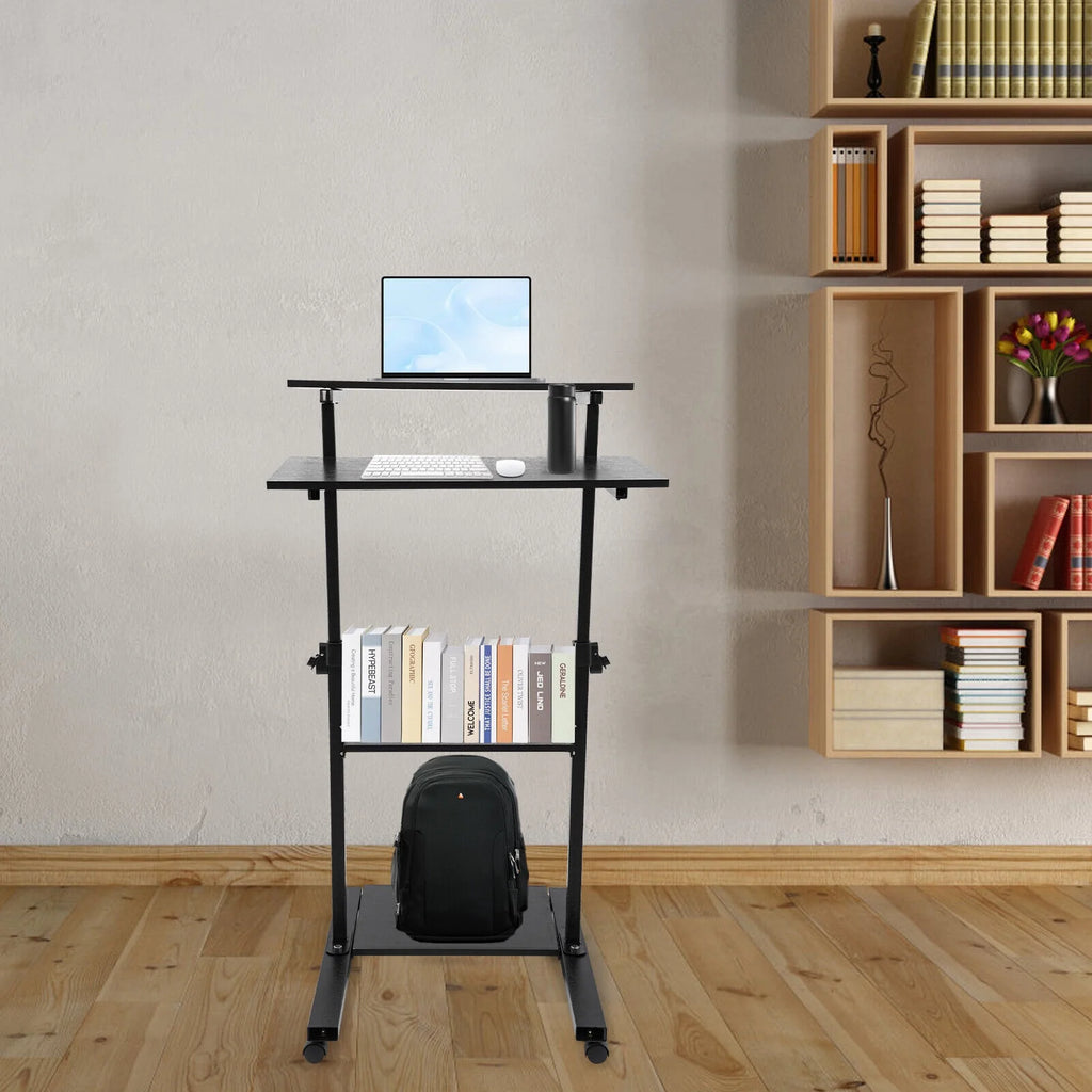 Black Adjustable Mobile Standing Desk S633