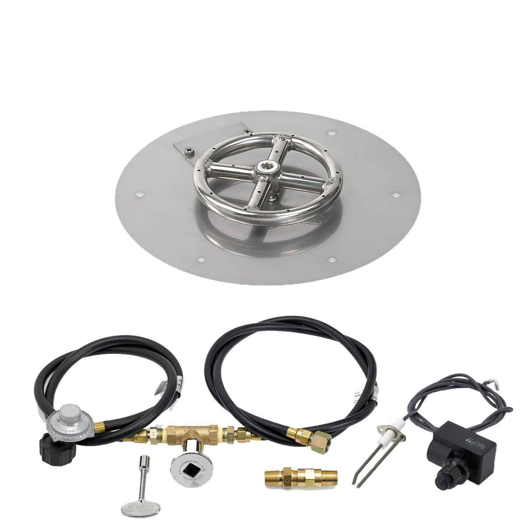 24x22 Round Stainless Steel Flat Pan with Spark Ignition Kit Natural Gas H578