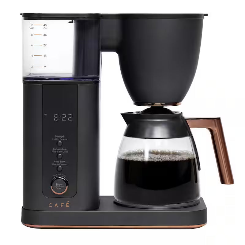 10 Cup Matte Black Drip Coffee Maker with Glass Carafe S205469