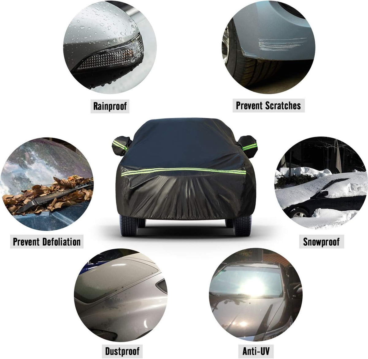 Car Cover SUV Cover Universal Fit 169 inch to 181 inch 5 Layer Waterproof Windproof Pack of 2 B232