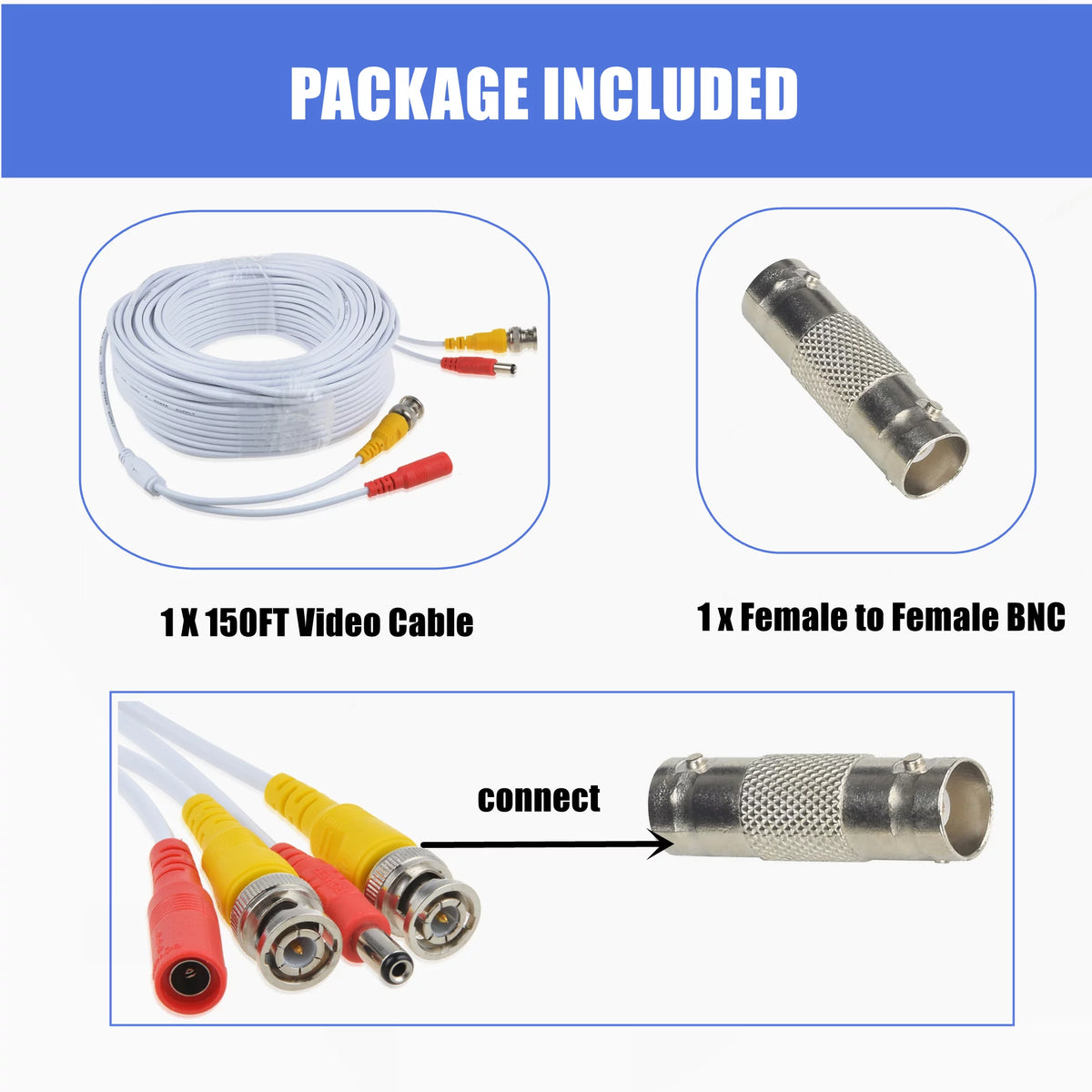White 150ft BNC Extension Power Cable Z67620