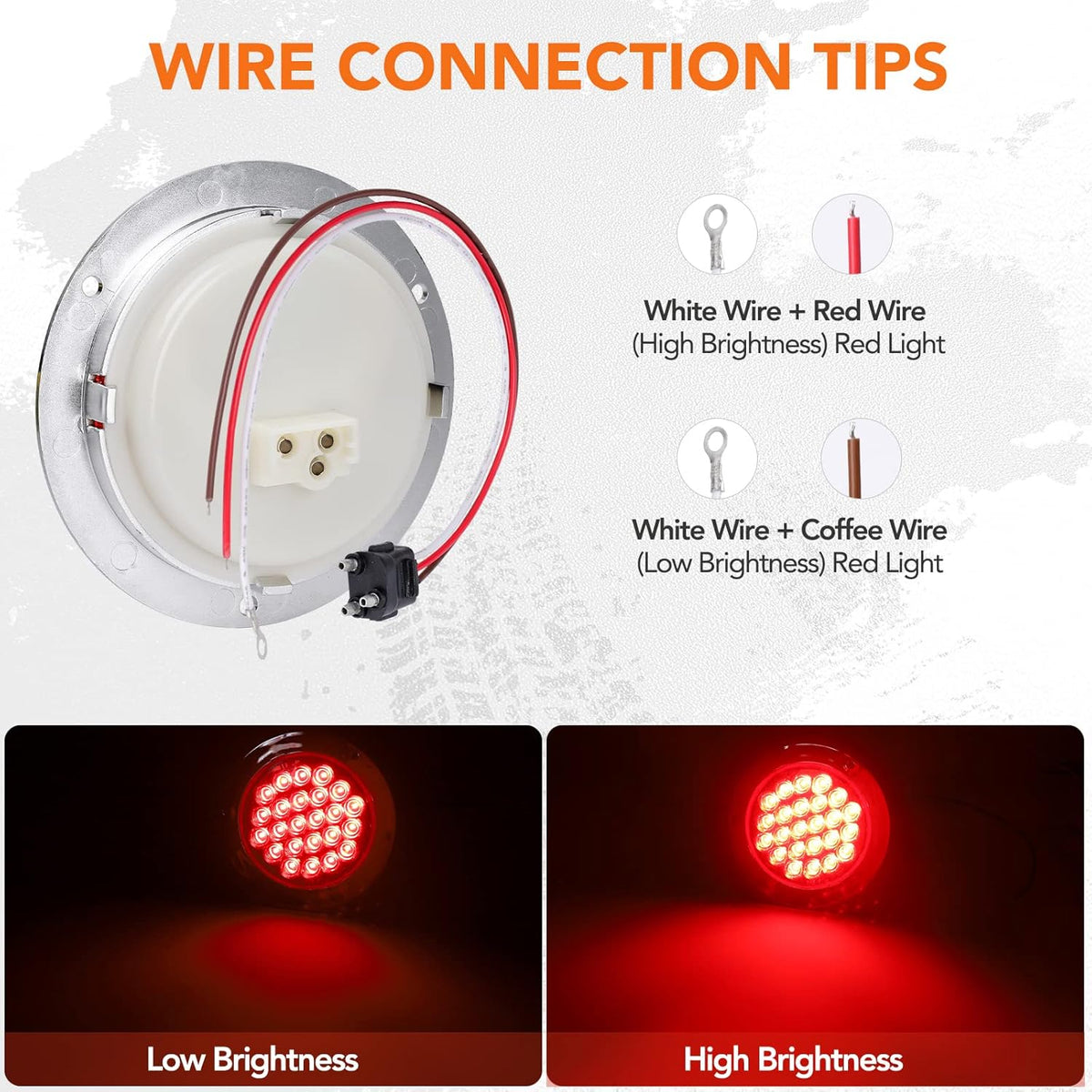 Red 4 Inch 24 LED Trailer Tail Light, 12V IP65 Waterproof, 4 Pcs W448