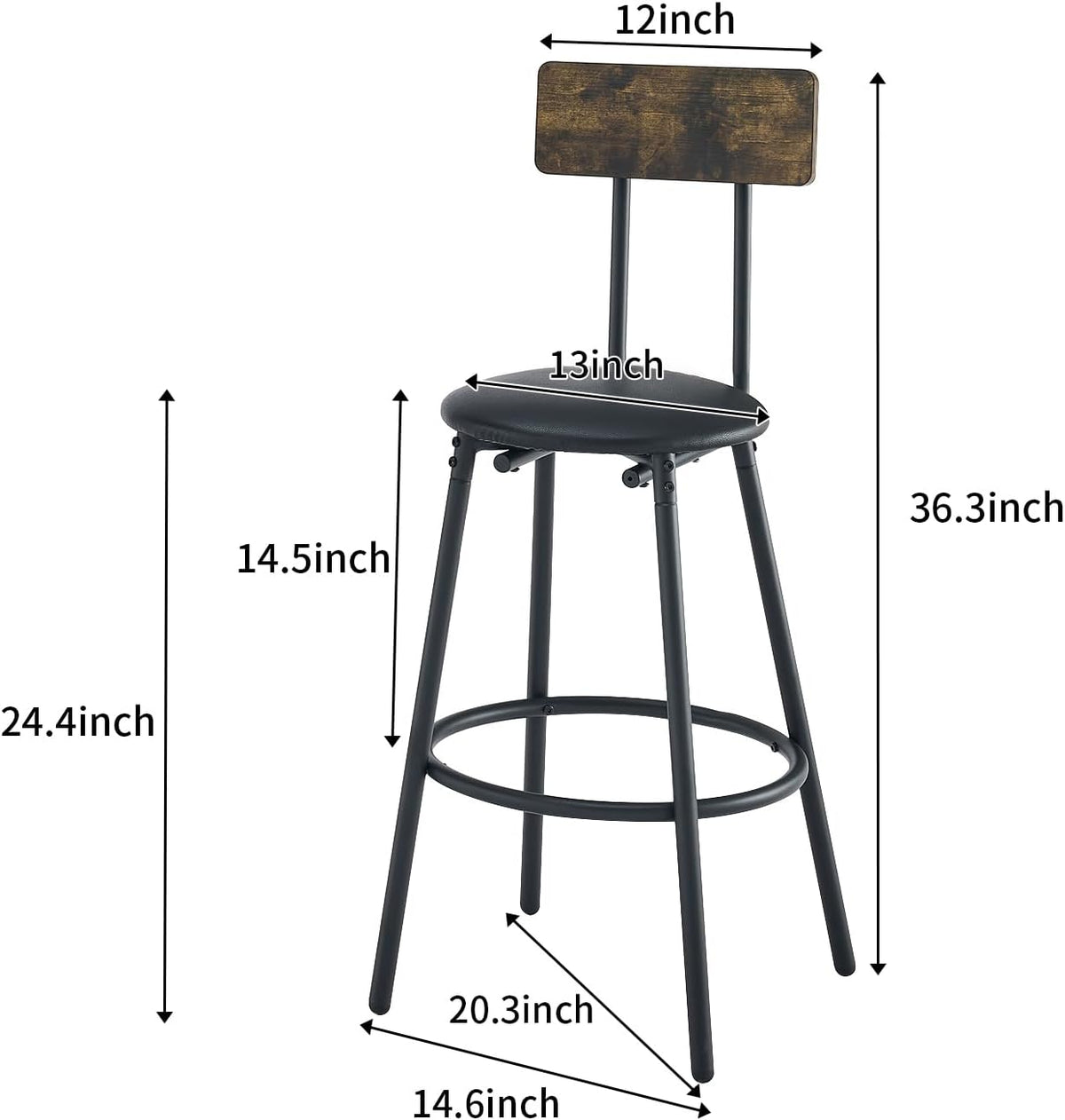 Antique Brown 3-Piece Round Bar Table with 2 Barstools Z47898