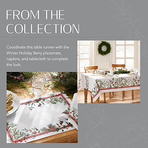 Winter Holiday Berry Bordered 60" X 120" Oblong Tablecloth Y98394