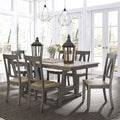 Gray 7 Piece Trestle Table Set O809150