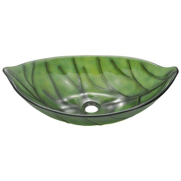 Green Coloured Glass Leaf Vessel Sink I6433