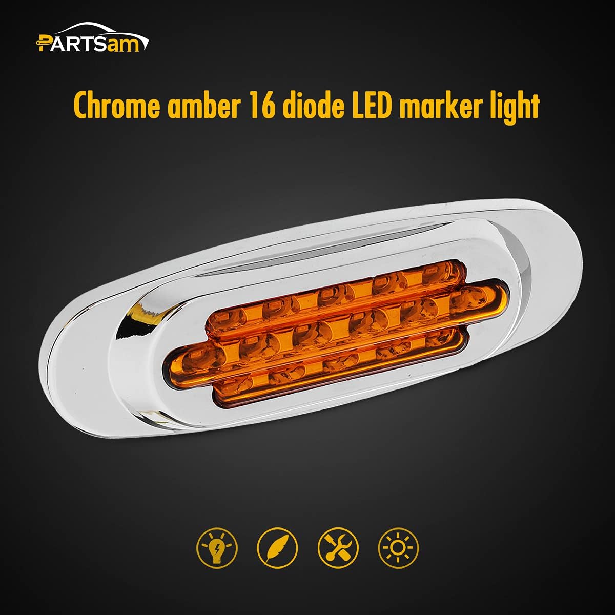 14Pcs 6.5" Inch Amber LED Side Marker Lights Surface Mount Turn Signals 12V Pack of 2 L2102