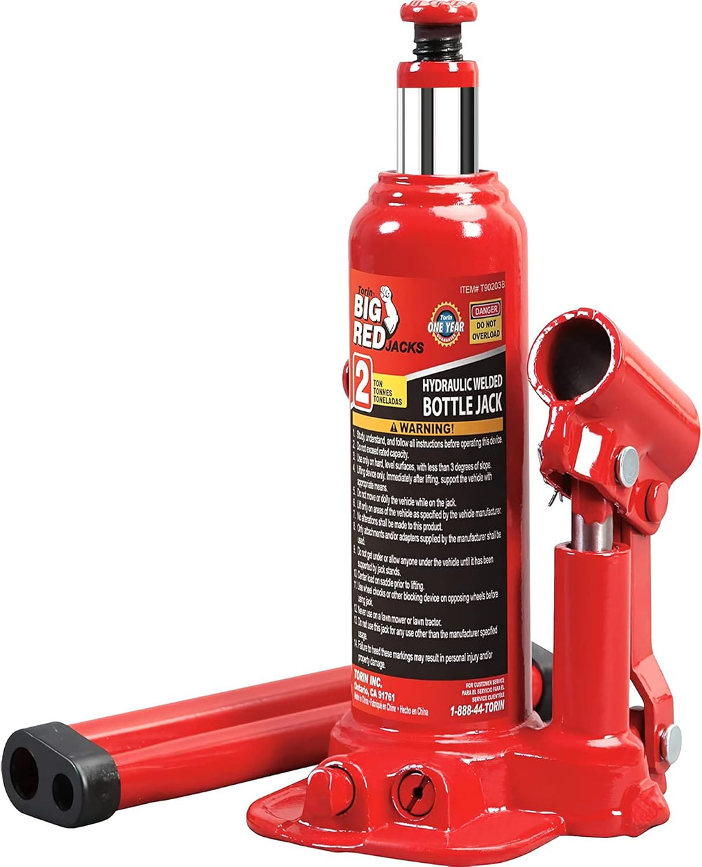 Hydraulic Welded Bottle Jack, 20 Ton Capacity, Red, Pack of 2 U61156