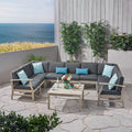 Light Gray Acacia Wood Outdoor Sofa Sectional Set D318