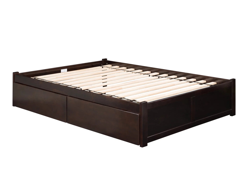 Queen Solid Wood Platform Bed with 2 Storage Drawers N79498