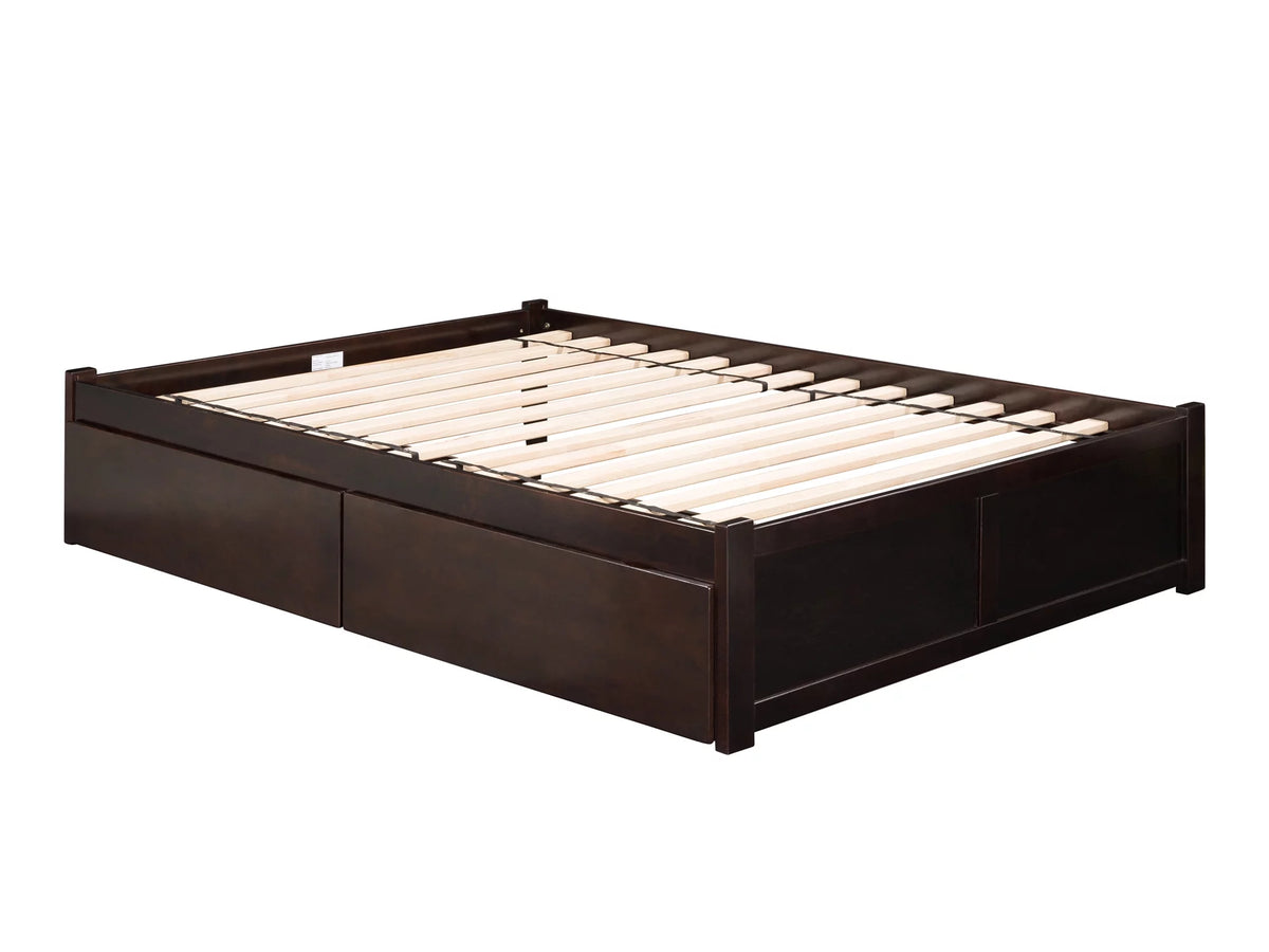 Queen Solid Wood Platform Bed with 2 Storage Drawers N79498