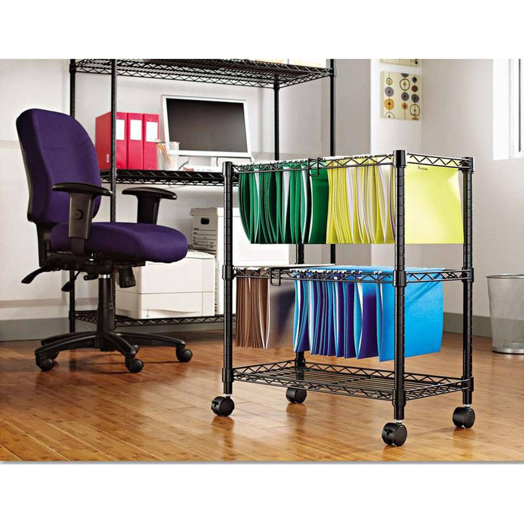 Black 2 Tier Rolling File Cart L59613