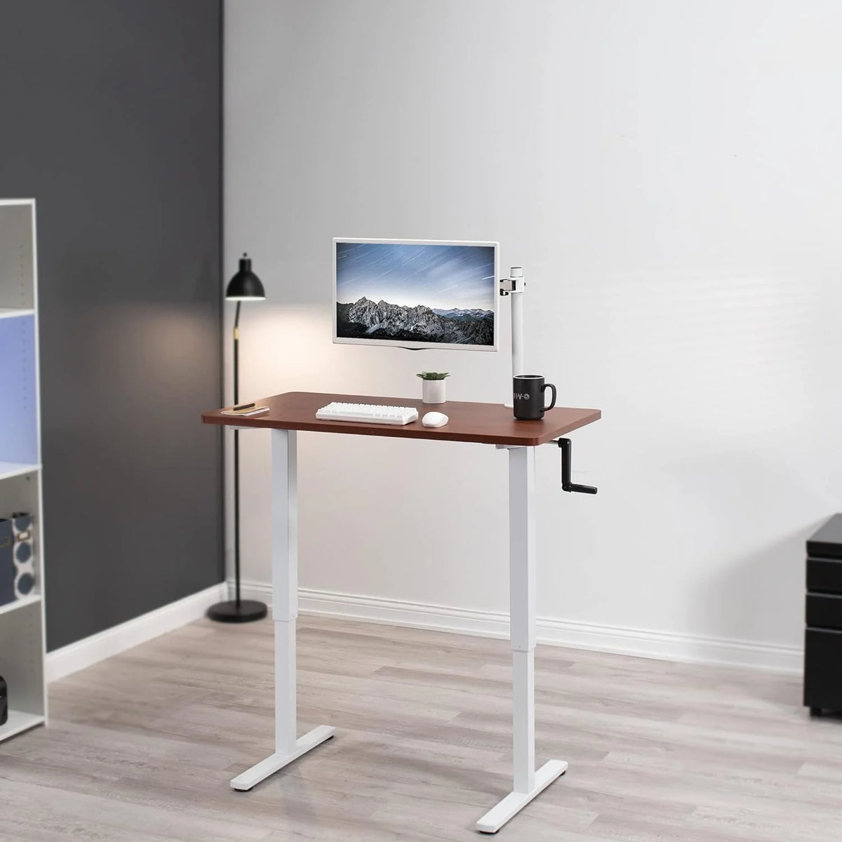 Dark Walnut 43 X 24 Inch Height Adjustable Standing Desk E5177