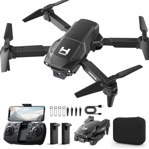 Mini Drone with Camera, 1080P WiFi FPV, Foldable, 2 Batteries, Black Q15138