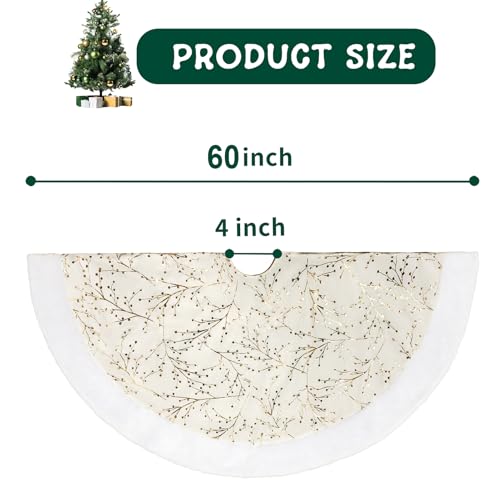 48 Inch White and Gold Faux Fur Plush Velvet Christmas Tree Skirt F425927