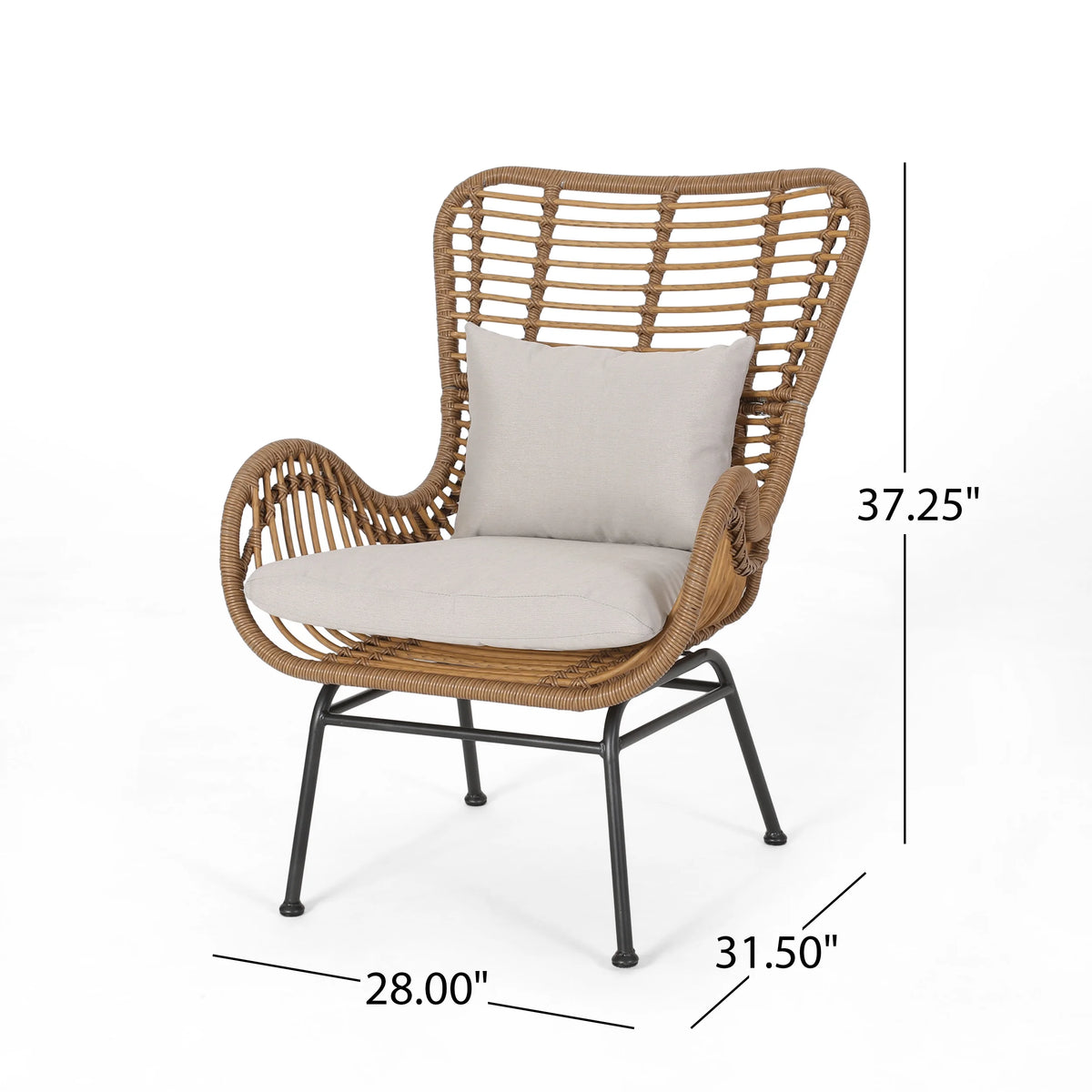 Set of 2 Light Brown Beige Wicker Club Chairs with Cushions P115
