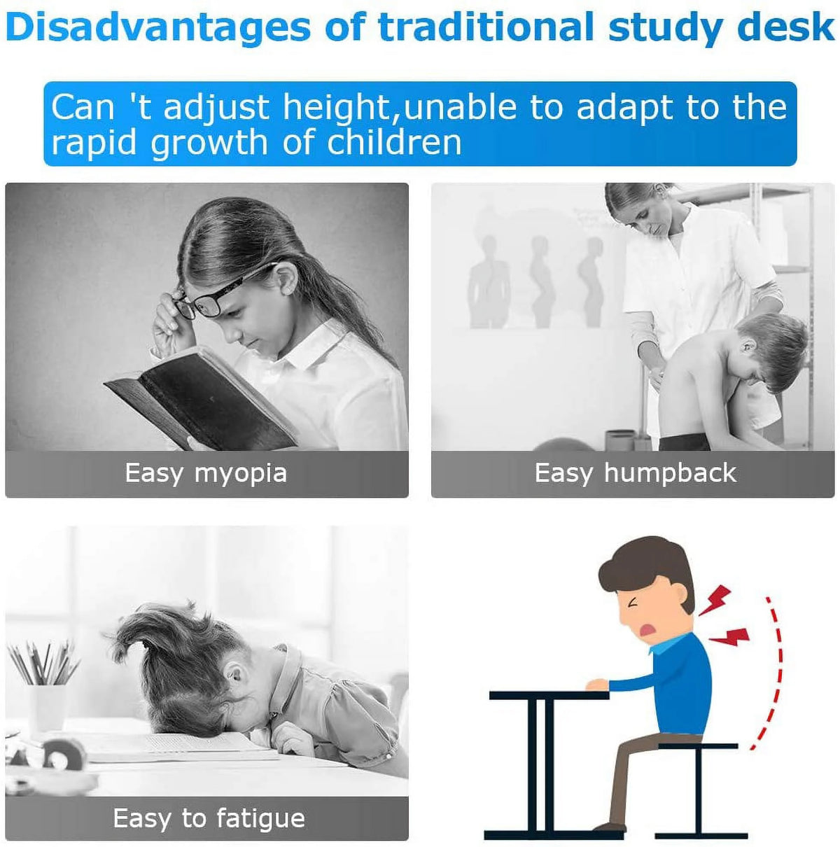 Height Adjustable Children's Study Desk Table Chair Set with Drawer A896073