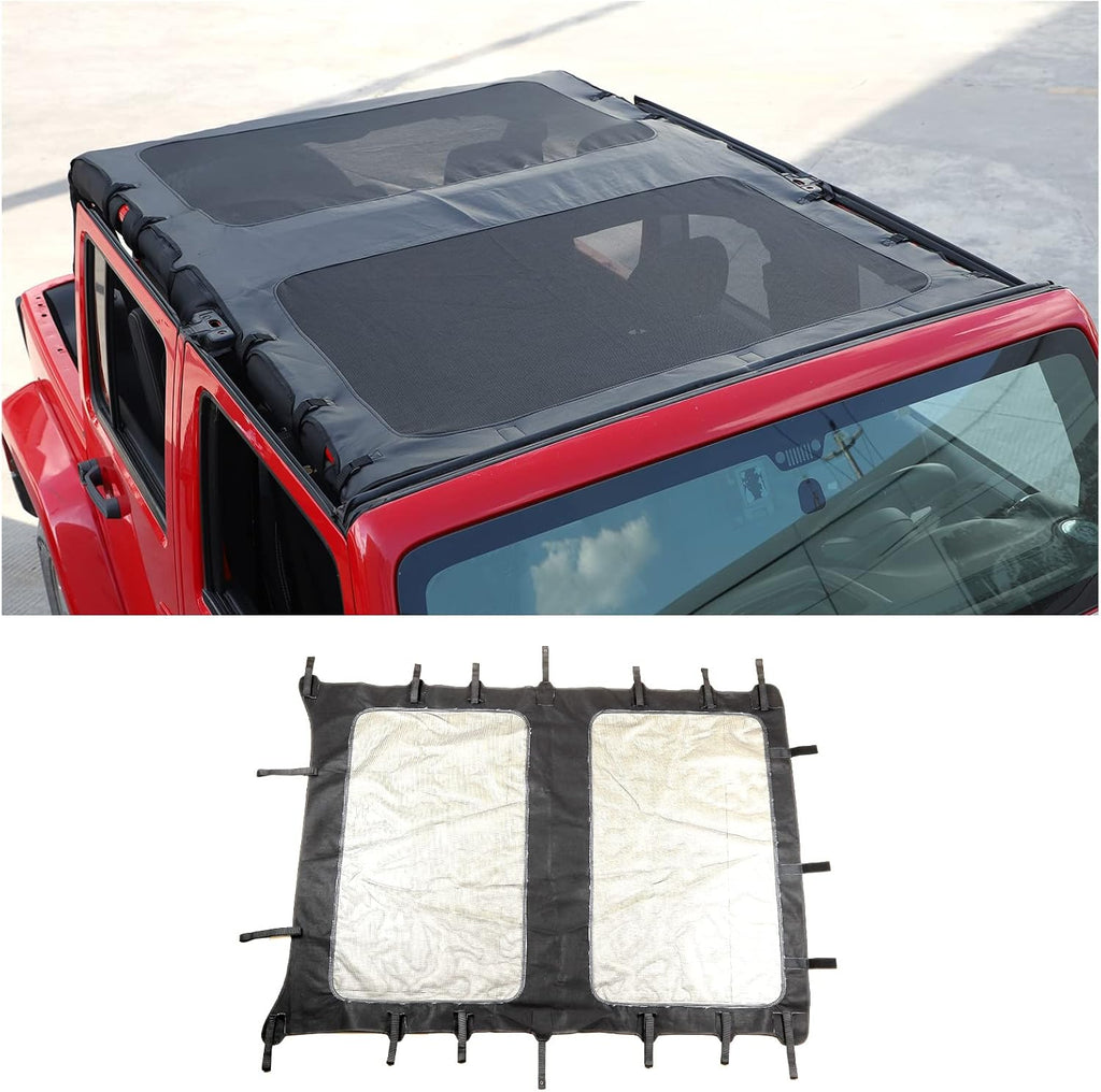 Soft Top Sunshade Full Length Mesh Sun Shade Cover for 2007-2017 Jeep Wrangler JKU D16490
