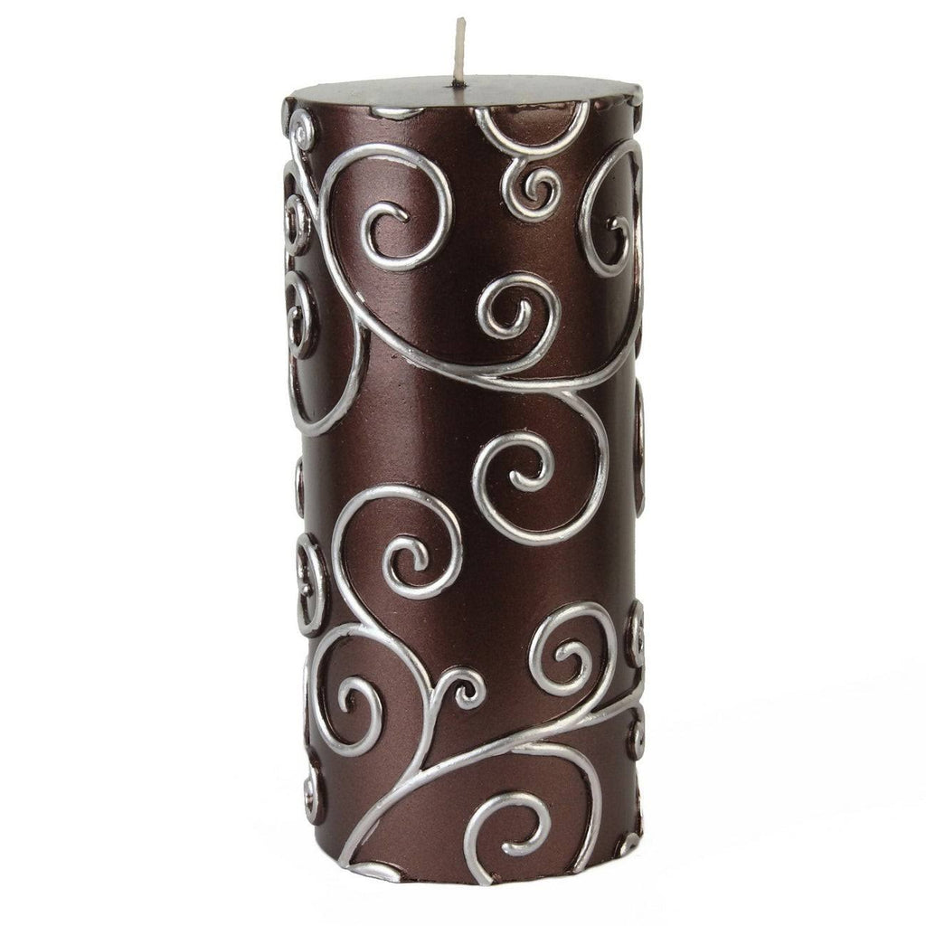 Purple Scroll Pillar Candle 12Pcs T638