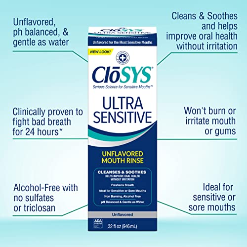 Unflavored Alcohol Free Dye Free pH Balanced Mouthwash, 32 Ounce H8270