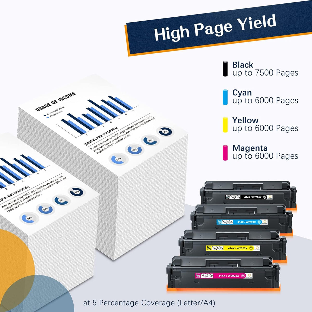 4-Pack High Yield Toner Cartridge for HP Printer J6662