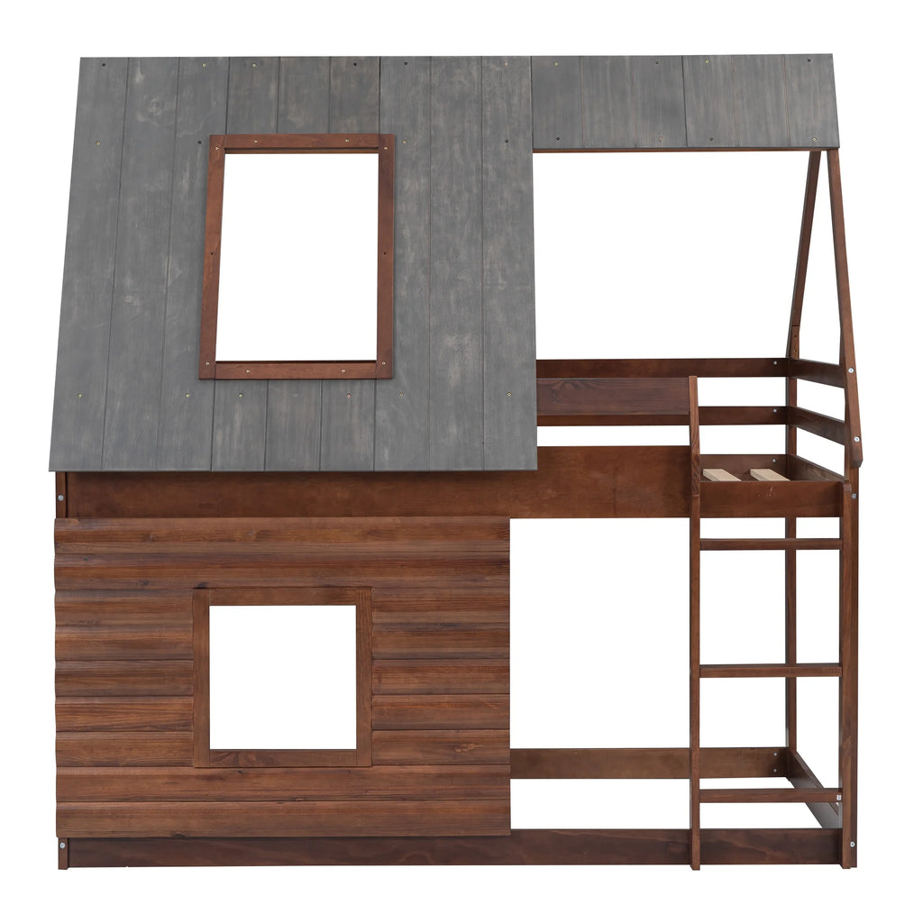 Twin over Twin Bunk Bed with Roof U674698