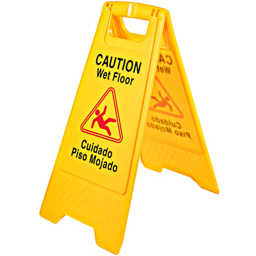 12 Pack Yellow Double Sided Plastic Wet Floor Sign Y87117