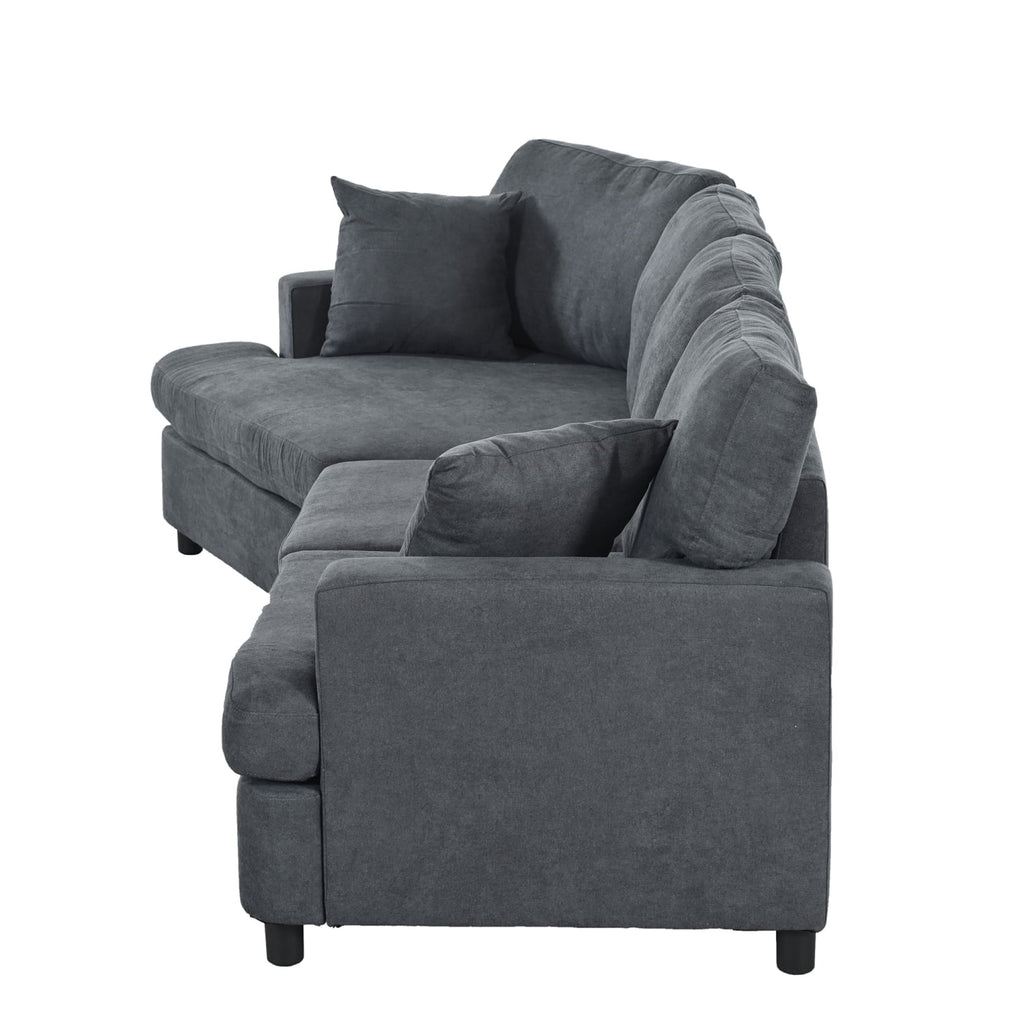 Gray 3 Seat Upholstered Sectional Sofa with Pillows E776738
