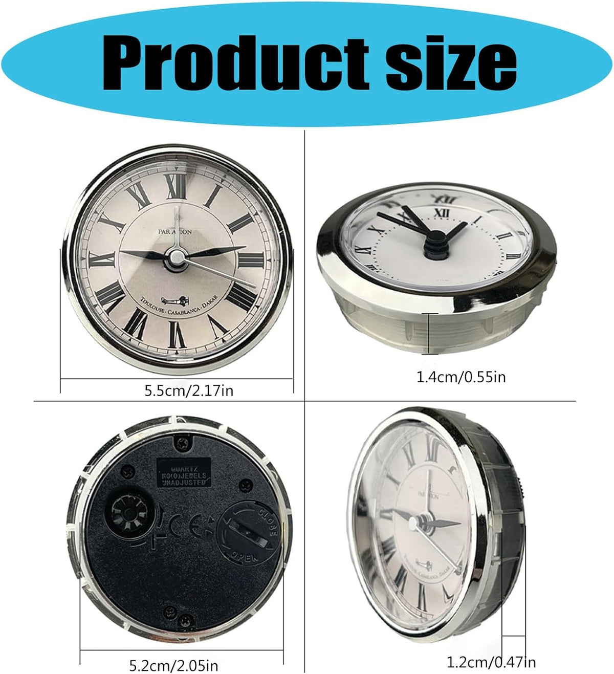 55mm Miniature Clock Face With Roman Display Clock Insert K69710