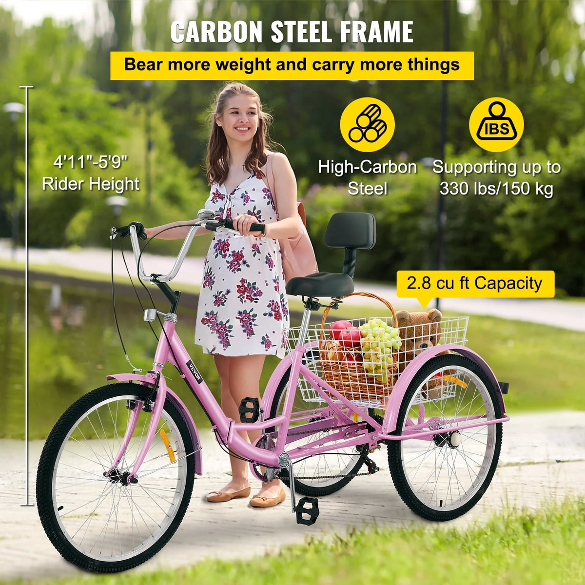 Foldable 7-Speed Tricycle with Basket I931