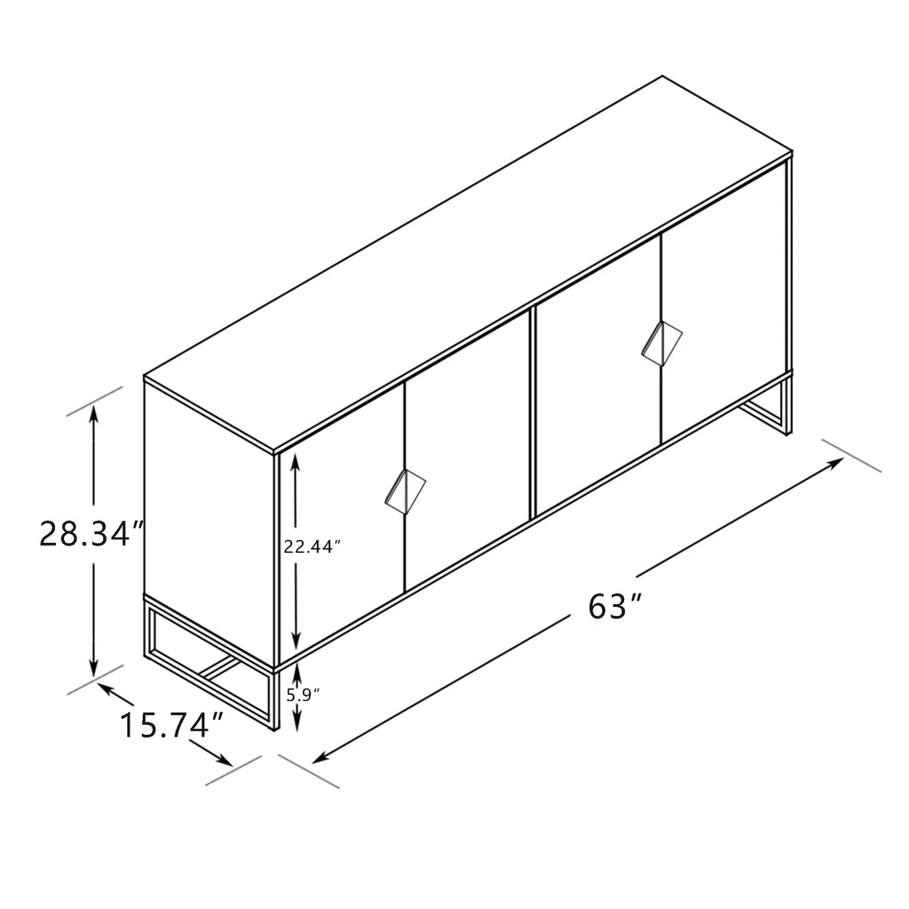 White Storage Sideboard Cabinet with 4 Doors A3188