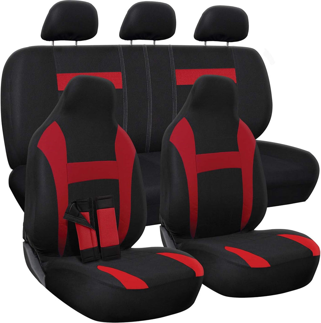 PU Leather Solid Beige Car Seat Cover, 10 pc Full Set Pack of 2 V779837