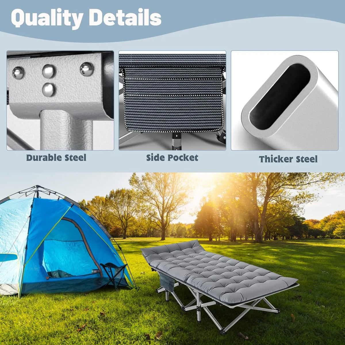 Folding Camping Cot with Carry Bag Z701478