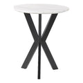Black Round End Table with White Marble Top N8575
