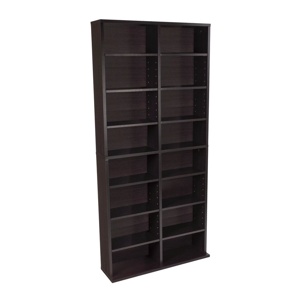 54" Espresso Adjustable Wood Media Storage Shelf Bookcase M524