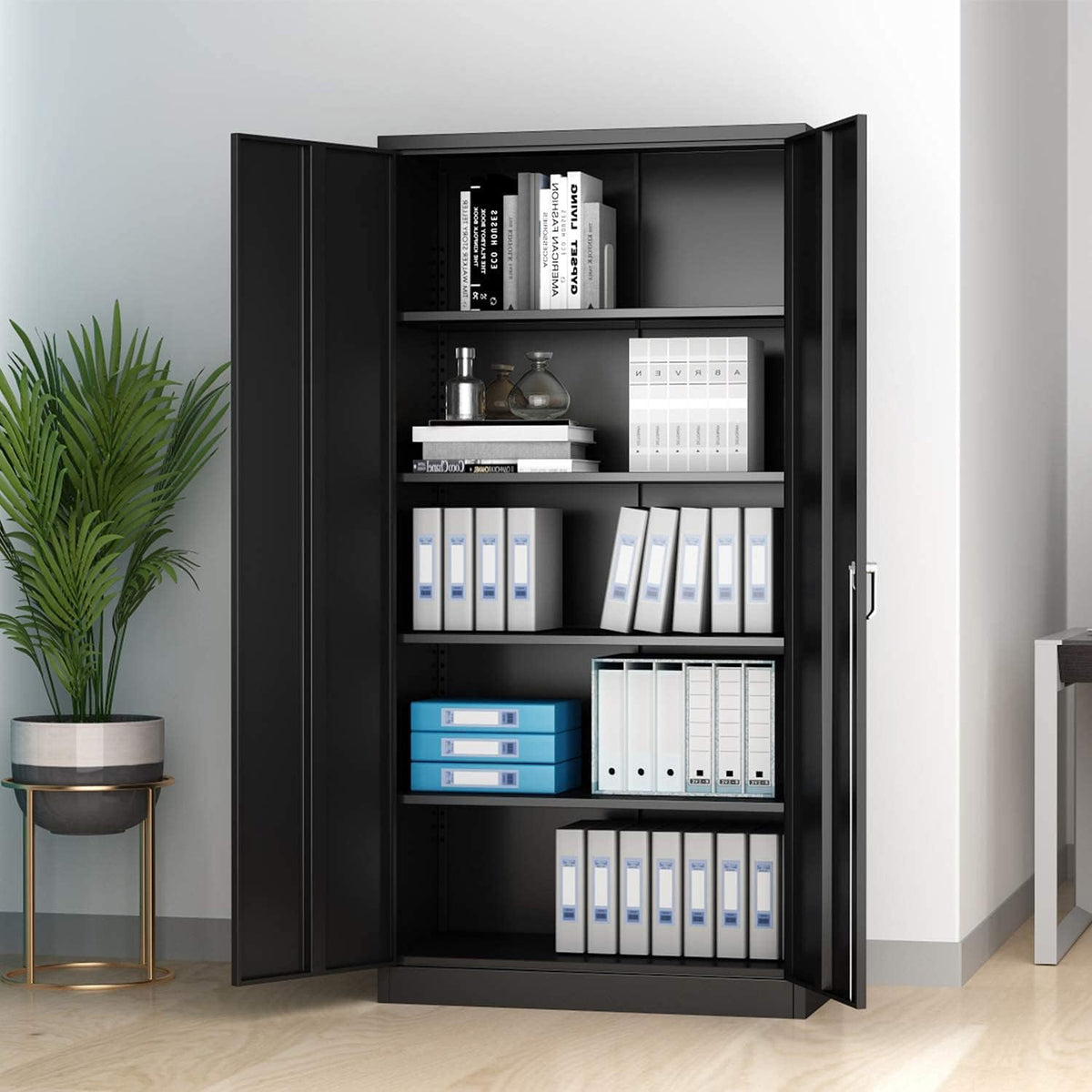 Metal Storage Cabinet with 2 Doors and 5 Shelves F997
