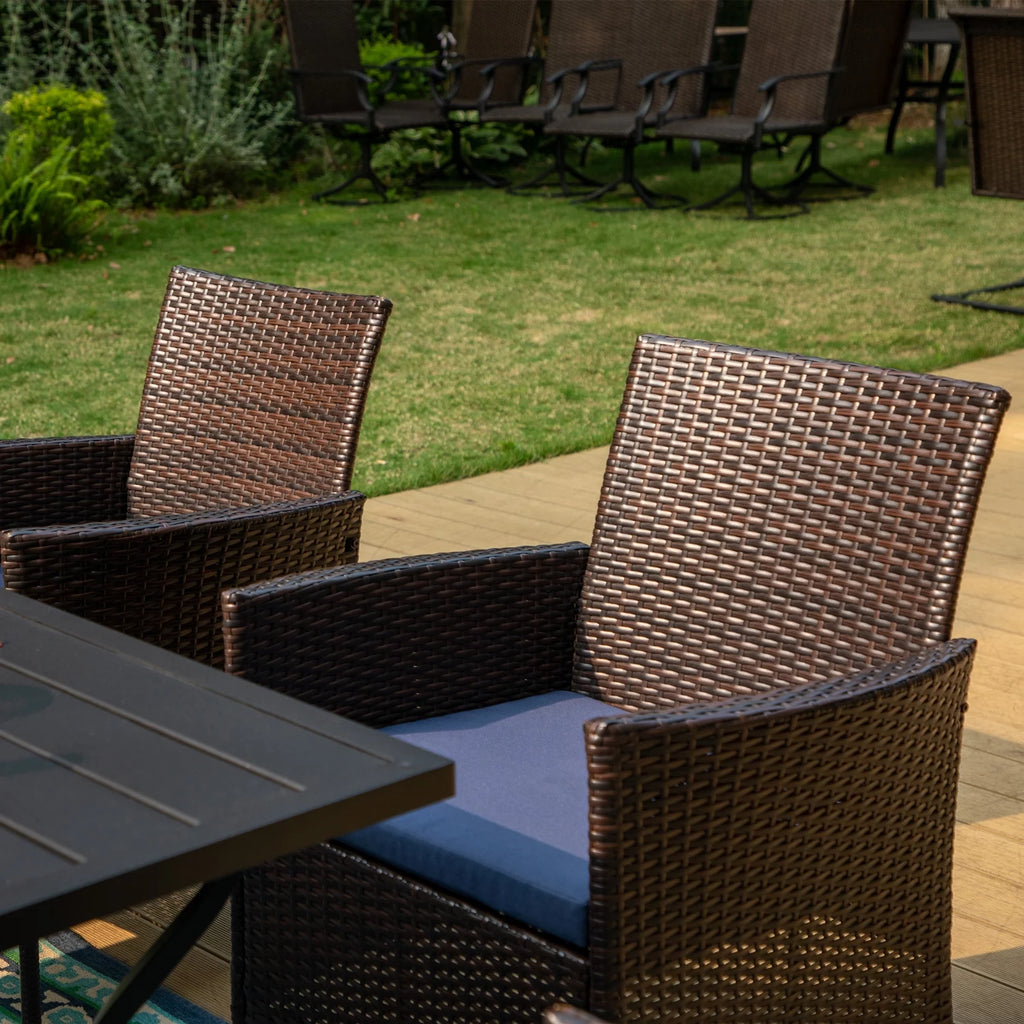 9-Piece Outdoor Patio Dining Set with Extendable Table and 8 Rattan Chairs U215745
