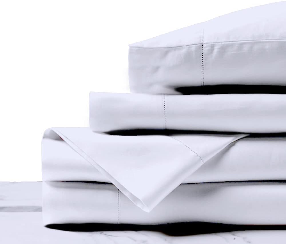 White Queen Size 600 Thread Count Egyptian Cotton 4 Piece Sheet Set O6815